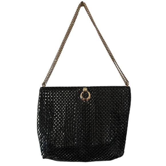 Vintage 1960s Whiting & Davis Black Metal Mesh Evening Crossbody Shoulder Bag - Picture 9 of 10